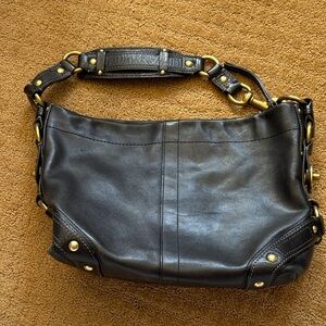 Coach Carly Black Calf Skin Leather Handbag Shoulder Bag